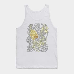 Tropical Leaves with Gold Monstera (Ultra Violet) Tank Top